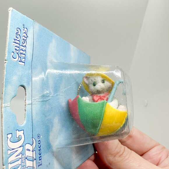 Vtg Calico Kittens Enesco Cat Cats April Showers Rain Umbrella Duck Dog Water - Picture 16 of 16